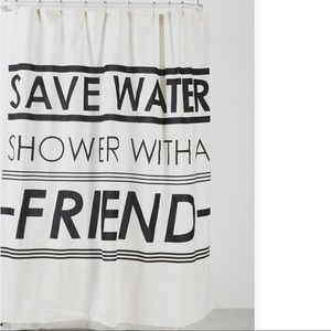 Save Water Shower With A Friend Shower Curtain Urban Outfitters White and Black